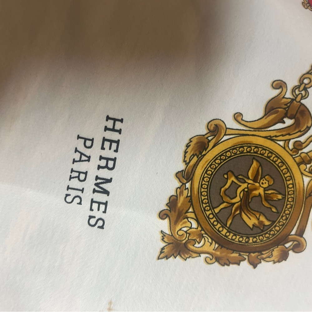 Hermes Gold and Brown Emblem Scarf - Picture 4 of 9